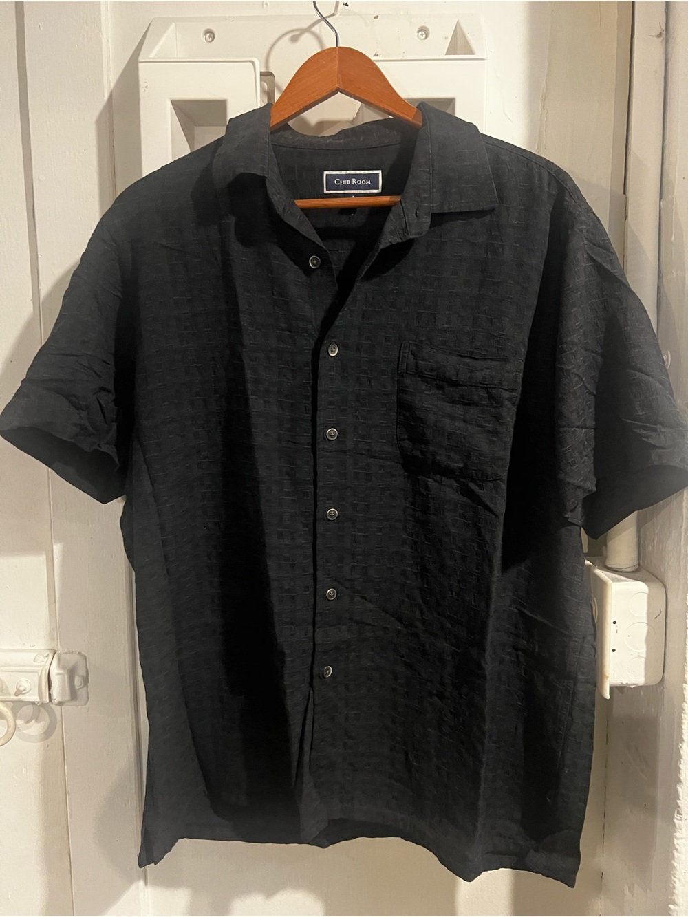 Club Room Men's Black Short-Sleeve Button-Up Shirt
